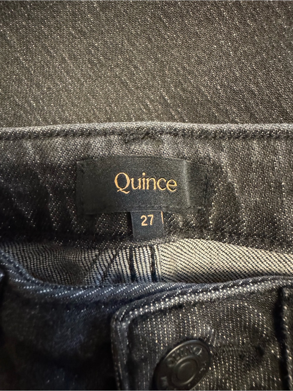 Quince Bella Stretch Studded Relaxed Straight Jeans Black Size 27 NWT - Picture 5 of 6